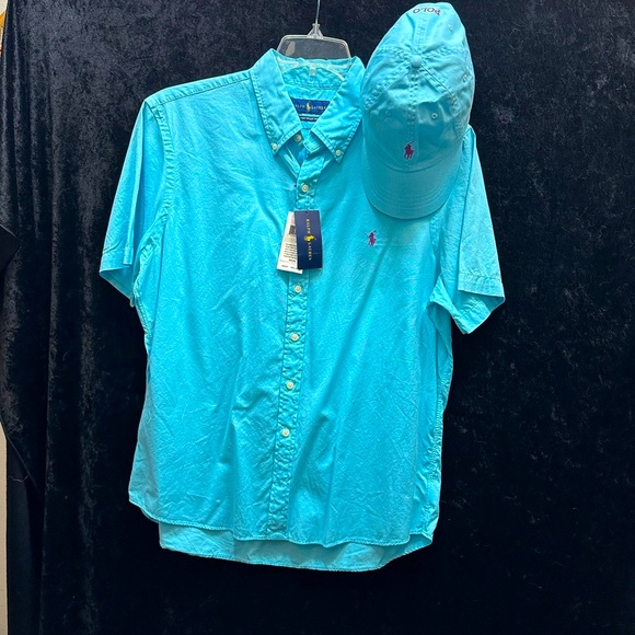 POLO Button Down Shirt and Hat Set - Picture 1 of 6